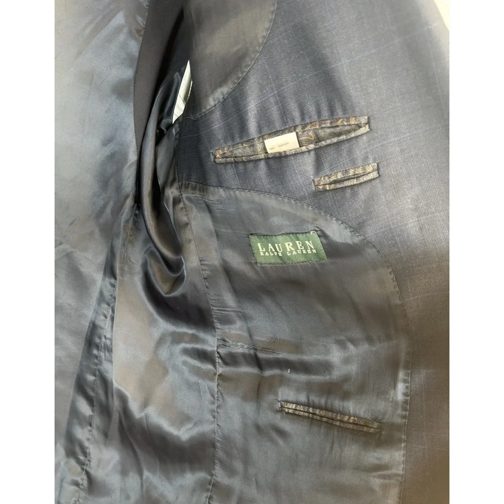 Lauren Ralph Lauren 42R 42x32 Blue‎ Glenn Check 100% Wool Mens Suit
